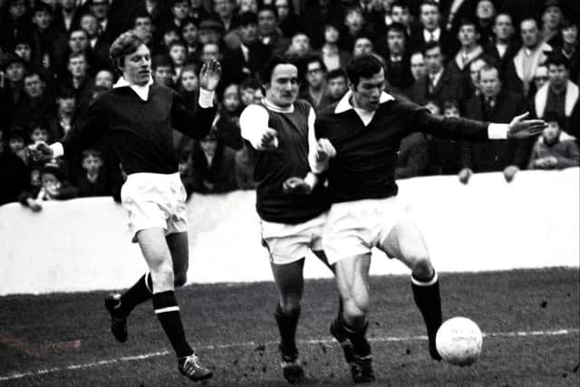 Alan Anderson in action against Hibs at Easter Road in season 1969/1970