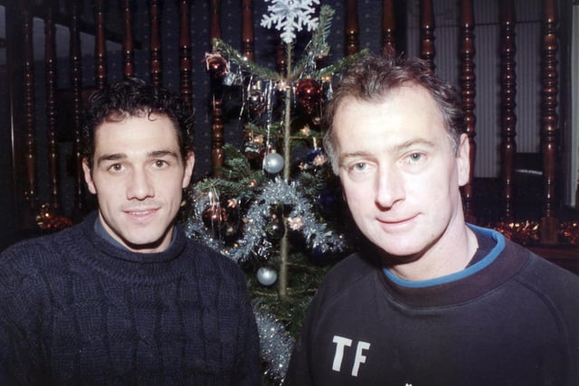 Guy Whittingham and Trevor Francis get into the festive spirit in December 1994.