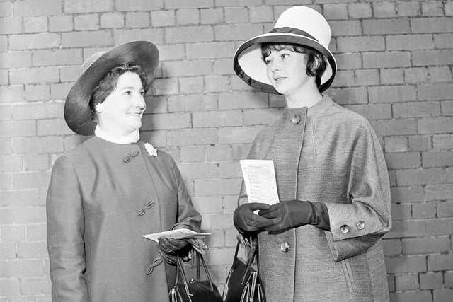 Mrs J Somerville and her daughter in blue and pink at Ladies Day at Musselburgh racecourse in September 1964.