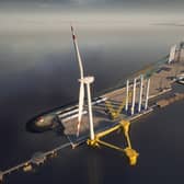 A CGI image showing the proposed outer berth at the Port of Leith with a floating foundation and offshore wind turbine (Picture: Forth Ports)