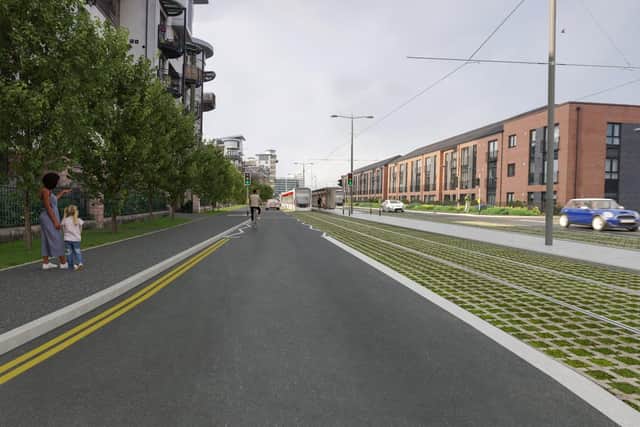 The revised design for Stevedore Place, facing north