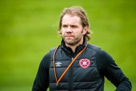Hearts head coach Robbie Neilson was shown a red card at Ibrox on Saturday. Picture: SNS