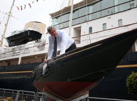 David Heritage on board Bluebottle after he spent 18 months restoring the royal sailing yacht, which  joins the historic fleet at the Royal Yacht Britannia's charitable trust in Edinburgh, following an eighteen-month restoration.