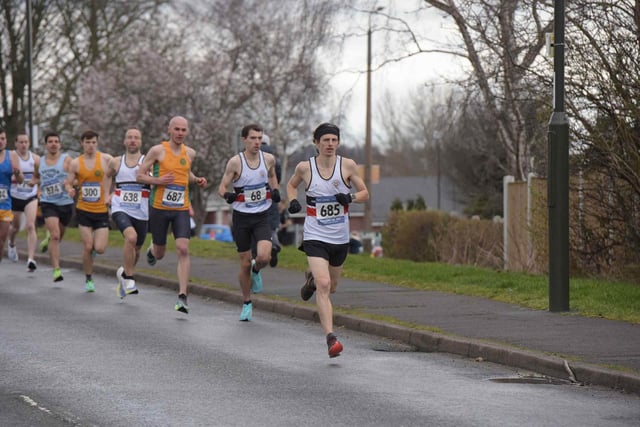 Dronfield's Michael Kenyon leads the pack.