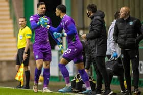 Dillon Barnes comes on for Ofir Marciano during Hibs' win over St Mirren.