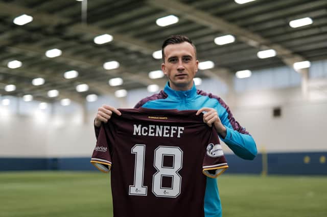Aaron McEneff is hoping to make his Hearts debut tonight against Ayr United. Pic: Heart of Midlothian FC