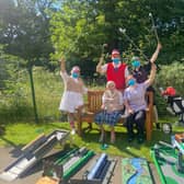 Fore: (L-R) Claire Carson, Callum Arnott, Sarah Cowan, Marjorie, Laura Mitchell.  are enjoying teeing off at a crazy golf course built for them