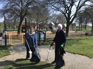 Leith Links community council members Sally Millar and Gail Clapton took part in the litter pick