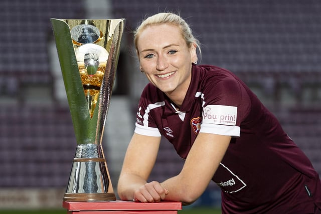 The former Hearts captain retired at the start of 2023 but has been a major figure around the club for years. Helping the Jam Tarts lift the SWPL2 title in the 2019 season, she has also become a trustee for the Big Hearts foundation which aims to give people safe and fulfilling lives. The 31-year-old has now passed on her wisdom to Georgia Hunter who now claims the famous armband.  (Photo by Mark Scates / SNS Group)
