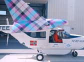 The Ampaire electric aircraft is sporting tartan winglets for its trials in Orkney. Picture: Ampaire