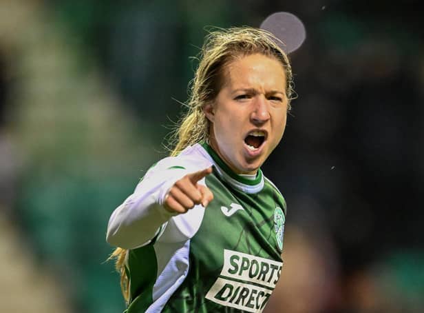 Crystal Thomas netted her ninth goal of the season as Hibs won the first edition of the Capital Cup. Picture: Malcolm Mackenzie