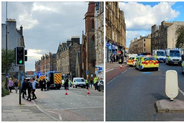 Two teenage girls have been rushed to Edinburgh hospital after being hit by vehicle on Gorgie Road. Photos: Lord Woolamaloo / Twitter