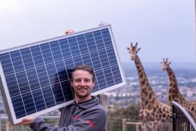 The solar panels which can potentially generate up to 880,000 kWh of power a year and produce around a quarter of the conservation charity’s annual electricity consumption. Photo: RZSS