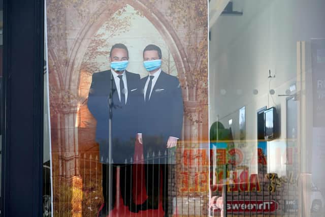 Shops and businesses in Abergele, Wales, decorated their windows to welcome the cast of ITV's reality show "I'm A Celebrity... Get Me Out Of Here" (Picture: Christopher Furlong/Getty Images)
