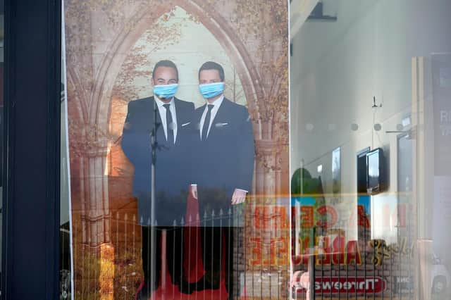 Shops and businesses in Abergele, Wales, decorated their windows to welcome the cast of ITV's reality show "I'm A Celebrity... Get Me Out Of Here"  (Picture: Christopher Furlong/Getty Images)