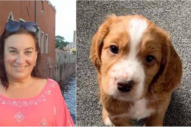 Right, Luka, owned Michelle Boyd, left, who has started a petition calling for stronger penalties against dog theft in Scotland after concern for her own welfare grew while out walking a new puppy she got just seven months ago.