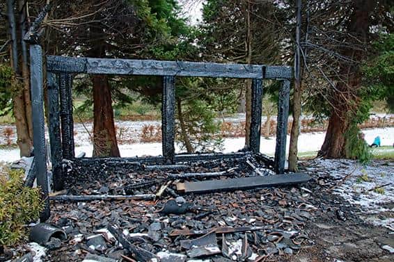 Vandals targeted the gazebo late on Sunday evening.