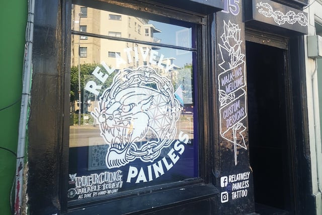 Relatively Painless tattoo studio is on Portland Place, near Ocean Terminal in Leith. One reviewer said: 'These guys are lovely! I have ALOT of tattoos but going here was my best experience by far. My tattoo was relatively painless.. but absolutely beautiful. Go here for great price and a spotless wee shop with big talent.'