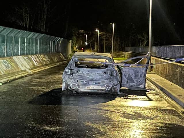The burnt-out car was on the Roseburn viaduct, which forms part of the popular pedestrian and cycle path.