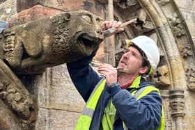 Ongoing conservation maintenance, at Rosslyn Chapel.