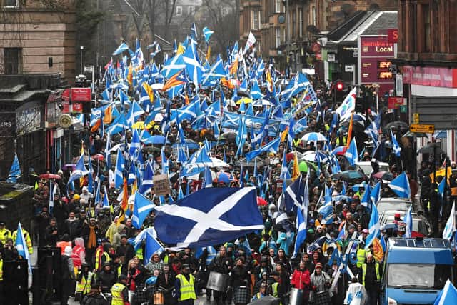 A march by All Under One Banner supporters saw hundreds of people converge on Glasgow
