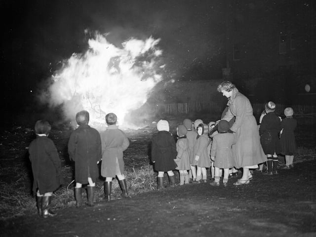 Canaan Lodge Children's bonfire and fireworks for Guy Fawkes Day, 1950s.