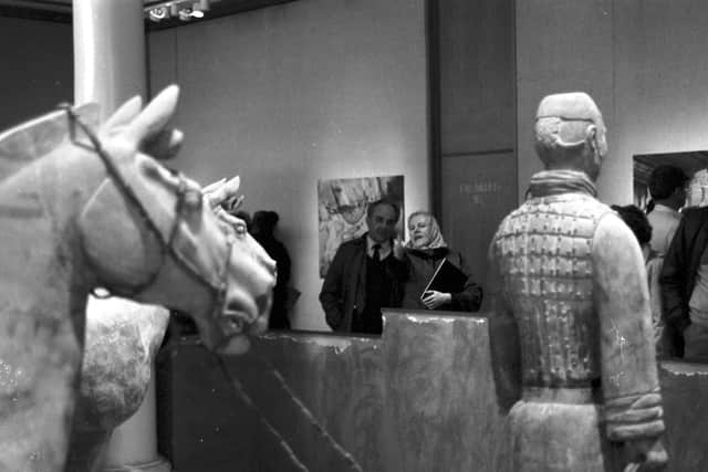 Emperor's Warriors/Terracotta exhibition at the City Arts Centre in Edinburgh September 1985. The figures (men and horses) guarded the tomb of the first Chinese emperor Shihuangdi.