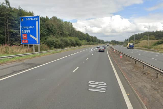 A section of the eastbound M8 near Livingston will be closed for six nights.