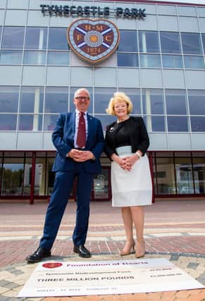 FoH chairman Stuart Wallace and Hearts owner Ann Budge.