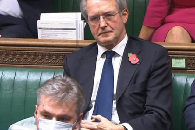 Former Cabinet minister Owen Paterson in the House of Commons, London, as MPs debated an amendment calling for a review of his case after he received a six-week ban from Parliament over an "egregious" breach of lobbying rules. Photo: PA Wire