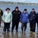 Joanne Barlow (fourth from left) with the Scotland ladies fishing team in the Tay Estuary near Dundee during a training session