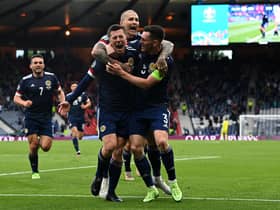 A time to cheer. Scotland score against Croatia in the UEFA Euro 2020 Championship (Picture: Paul Ellis/pool/Getty Images)