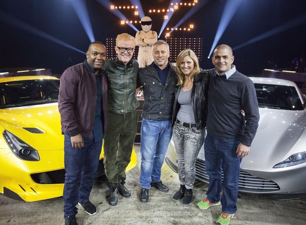 Top Gear presenters (left to right) Rory Reid, Chris Evans, Matt LeBlanc, Sabine Schmitz and Chris Harris.