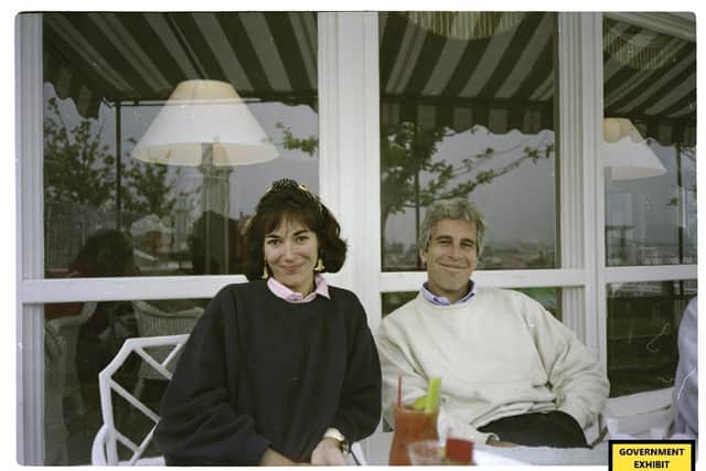 Undated handout file photo issued by US Department of Justice of Ghislaine Maxwell with Jeffrey Epstein, which has been shown to the court during the sex trafficking trial of Maxwell in the Southern District of New York. (Picture credit: US Department of Justice/PA Wire"