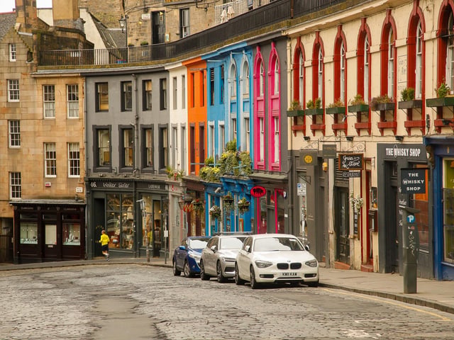 One of Edinburgh's most famous streets, Victoria Street was empty in the early days of lockdown.