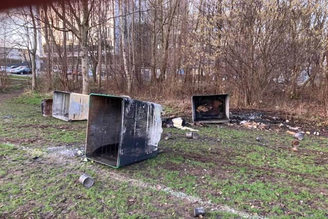 Wheelie bins were reportedly set alight using petrol cans