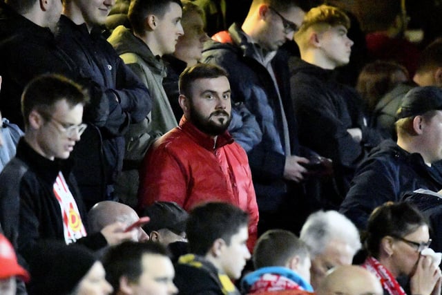 A Sunderland fan watching on at the Mornflake Stadium.