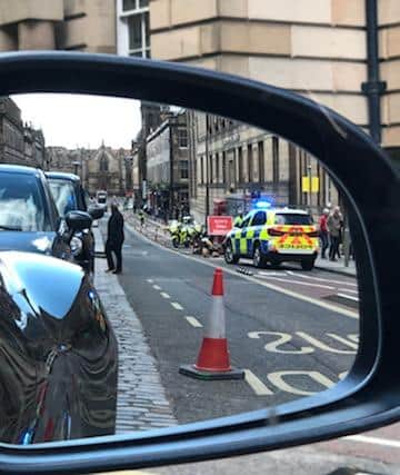 Police at the scene on George IV Bridge in Edinburgh where the incident happened picture: supplied