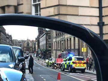 Police at the scene on George IV Bridge in Edinburgh where the incident happened picture: supplied