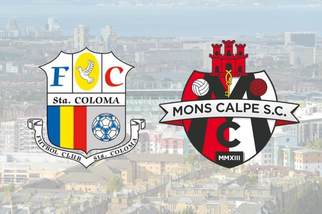 The badges of FC Santa Coloma, and Mons Calpe SC