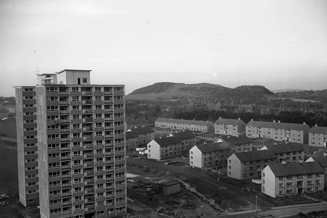 Multi-storey flats at Oxgangs nearing completion in early 1960s.