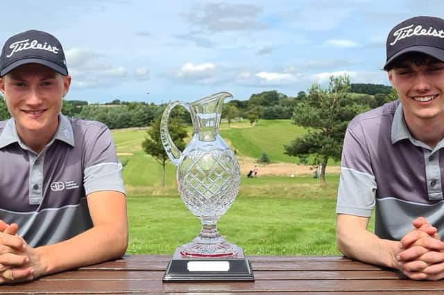 Stephen Gallacher Foundation ambassadors Ruben Lindsay, left, and Cameron Adam will meet in the 36-hole final of the new National Matchplay at Castle Park