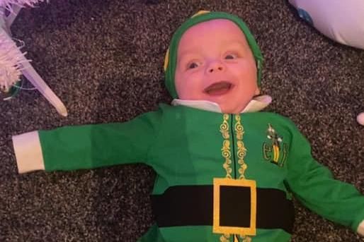 Five month old Rory in an Elf costume. Submitted by Lauren Leslie Howatson.