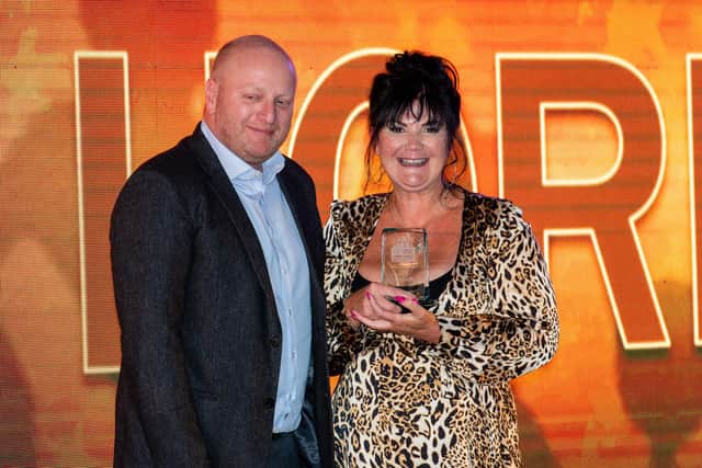 June Horne, winner of Community Champion Award 2019 sponsored by Richard Hall, Managing Director of Lothian