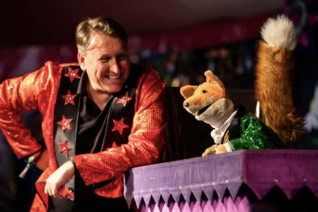 Mr Martin and Basil Brush in action