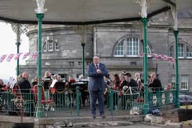 Bo'ness and Carriden band perform a concert to celebrate the Queen's Platinum Jubilee at the bandstand in Glebe Park