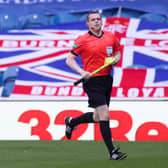 Assistant referee and Leader of the Scottish Conservative party Douglas Ross warms up prior to the Ladbrokes Scottish Premiership match between Rangers FC and St. Mirren at Ibrox Stadium on August 9, 2020 in Glasgow