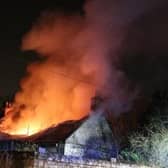 Massive flames were seen coming from a building on Milton Farm Road, between the South Queensferry and Kirkliston areas of Edinburgh. (Photo credit: Blair Cameron)