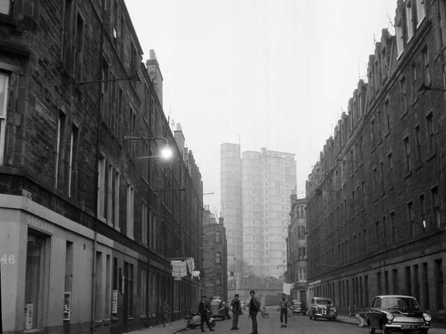 Leith Fort 21 storey flats nearing completion in April 1963. The tower blocks on Lindsay Road became synonymous with drug use, antisocial behaviour and some of Edinburgh’s worst troublemakers. They were demolished in 1997.