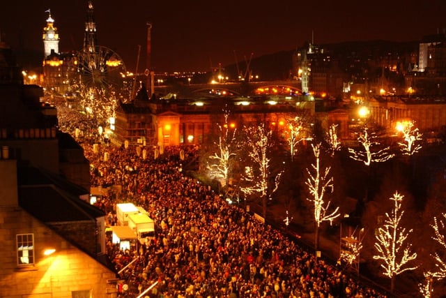 Princes Street was packed full of revellers on New Year's Eve 2002.